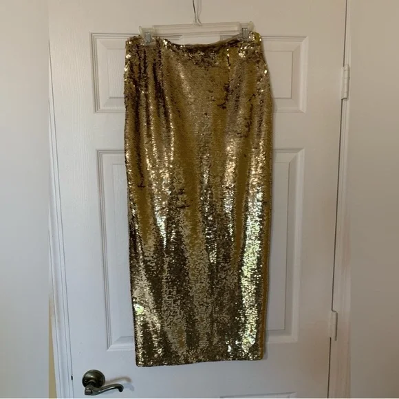 Gianni‎ Bini Shimmering Gold Sequin
Pencil Skirt Size XL Party Cocktail - Picture 3 of 7